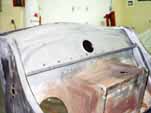 1954 VW Cabriolet new spare tire well sheet metal welded in place