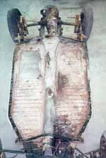 Rust floor pans exposed on a 1954 VW Cabriolet