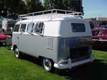 Beautifully restored VW microbus with gray and white paint job