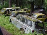 Forgotten VW junkyard With Vintage VW Squareback Station Wagon