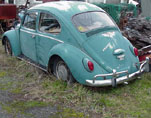 Original 1966 VW Bug in Java Green Stored in Volkswagen Junkyard